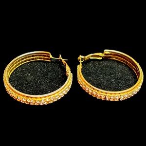 Vintage Premier Designs Gold & Rhinestone Earrings